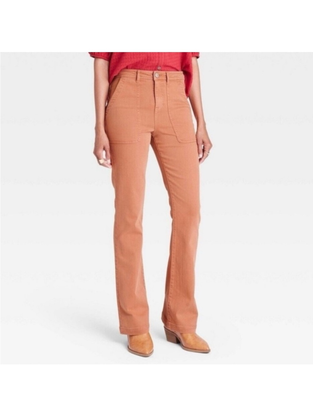 Knox Rose Boot-Cut Jeans in Rust - Picture 1 of 8